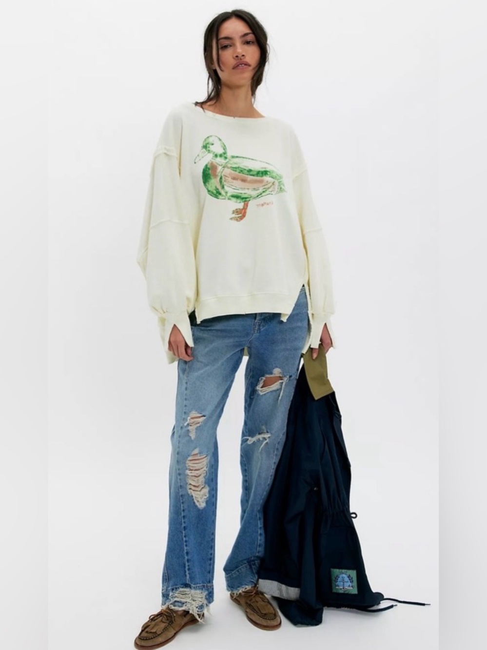 We The Free Camden Graphic Sweatshirt Mallard Combo 🦆🔥 free people - Picture 12 of 16